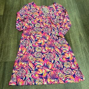 Lilly Pulitzer Women’s Riva 3/4 Sleeve Shore Of A Time Drift Dress Pink Size L